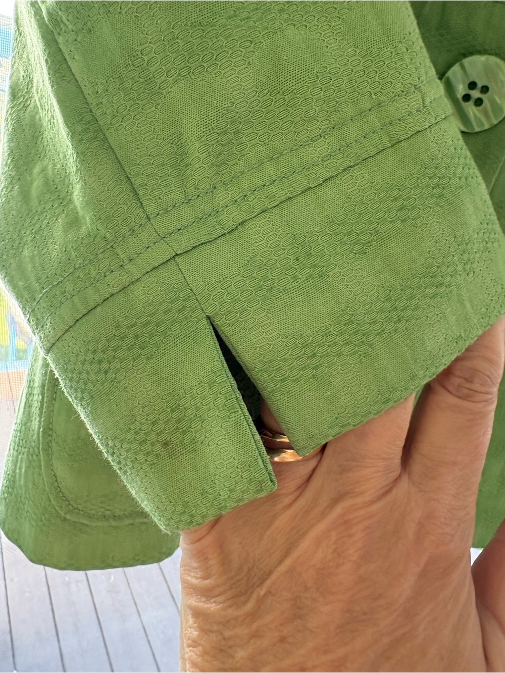 Jessica Green Textured Crop Jacket 3/4 Sleeve - Picture 6 of 9
